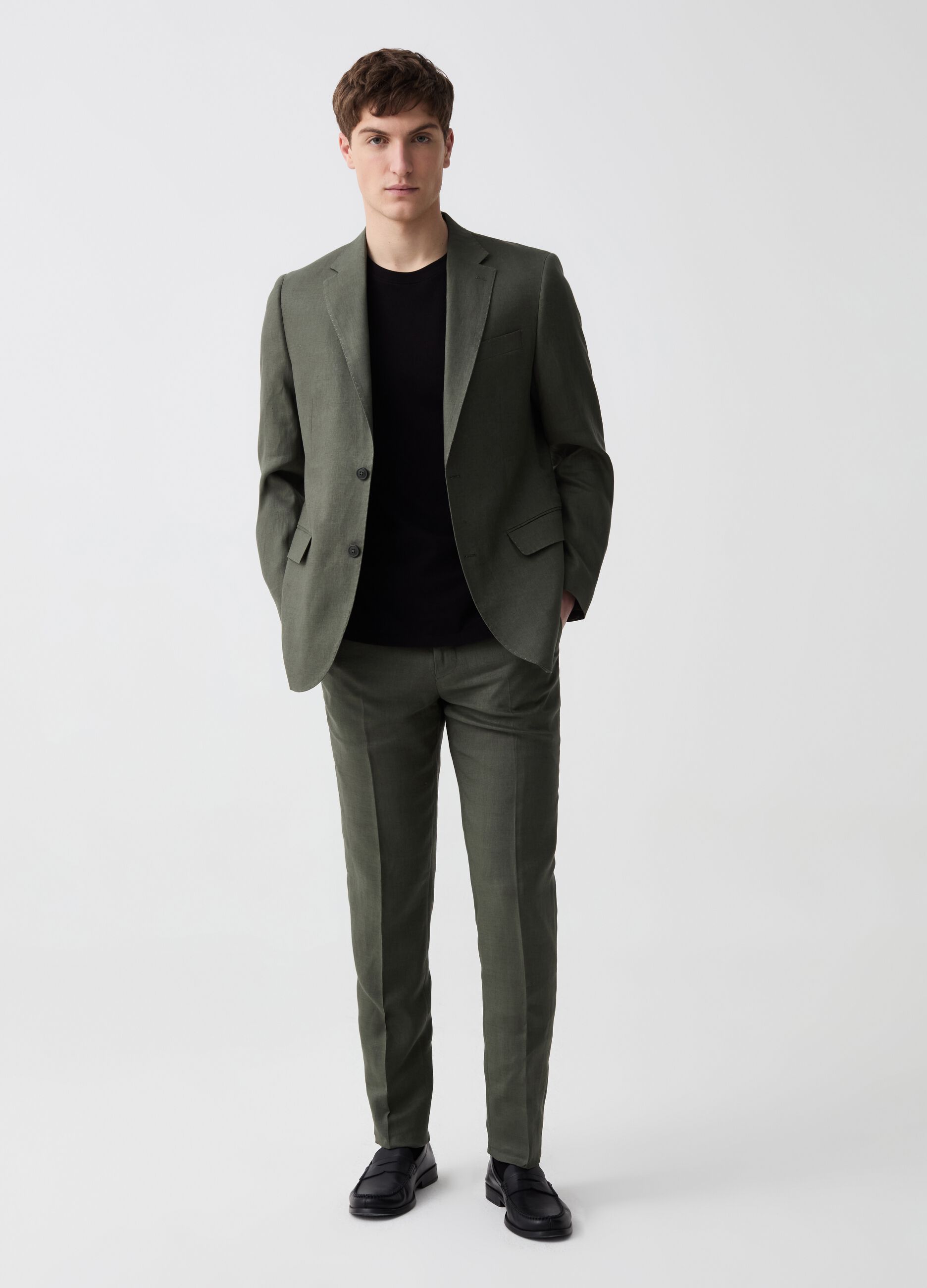 Ovs Pantalone slim fit in lino tinta unita
