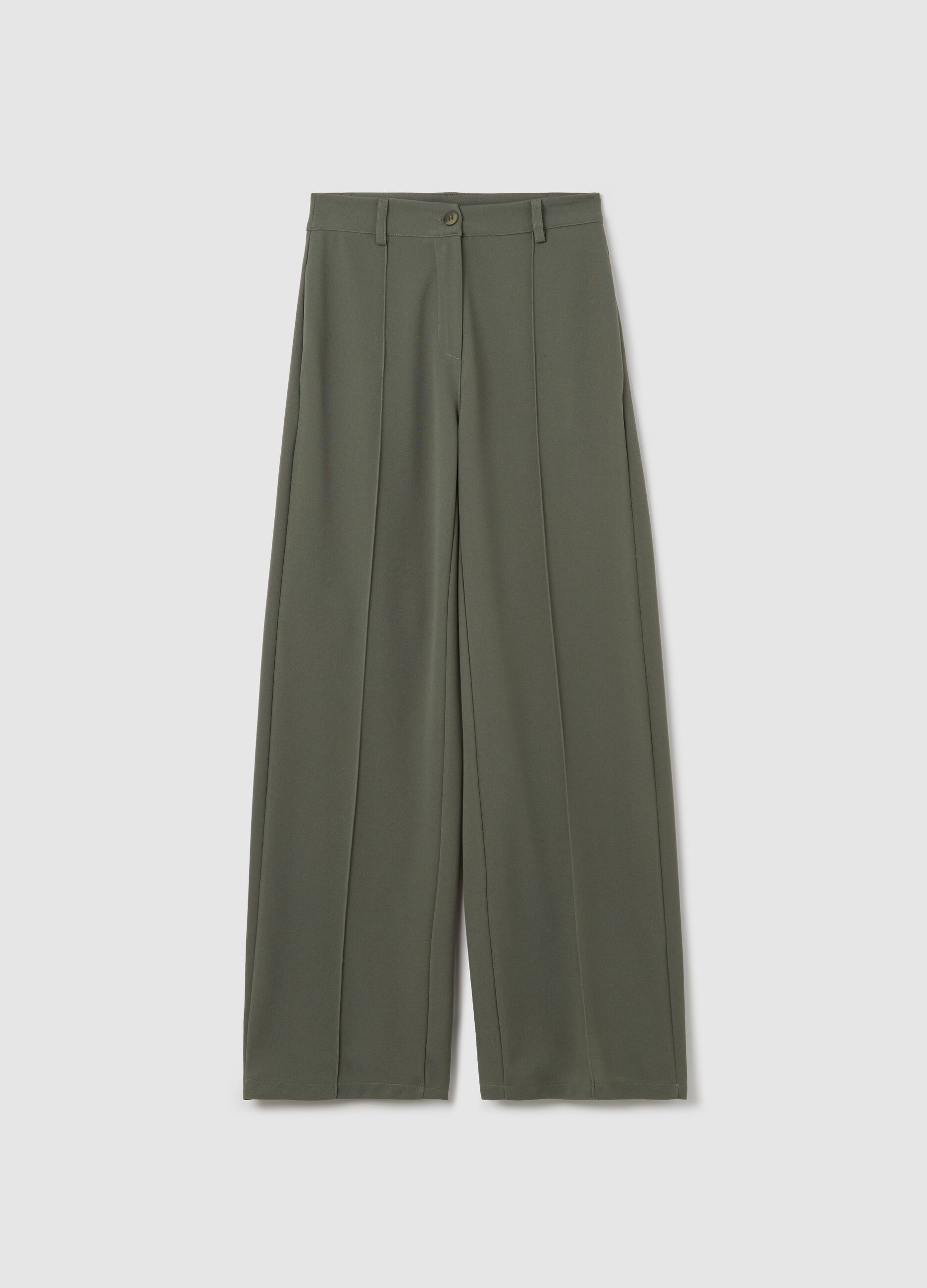 Green palazzo trousers with pockets
