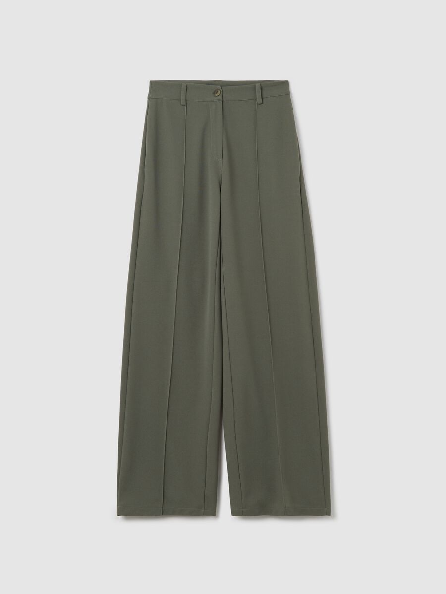 Green palazzo trousers with pockets_4