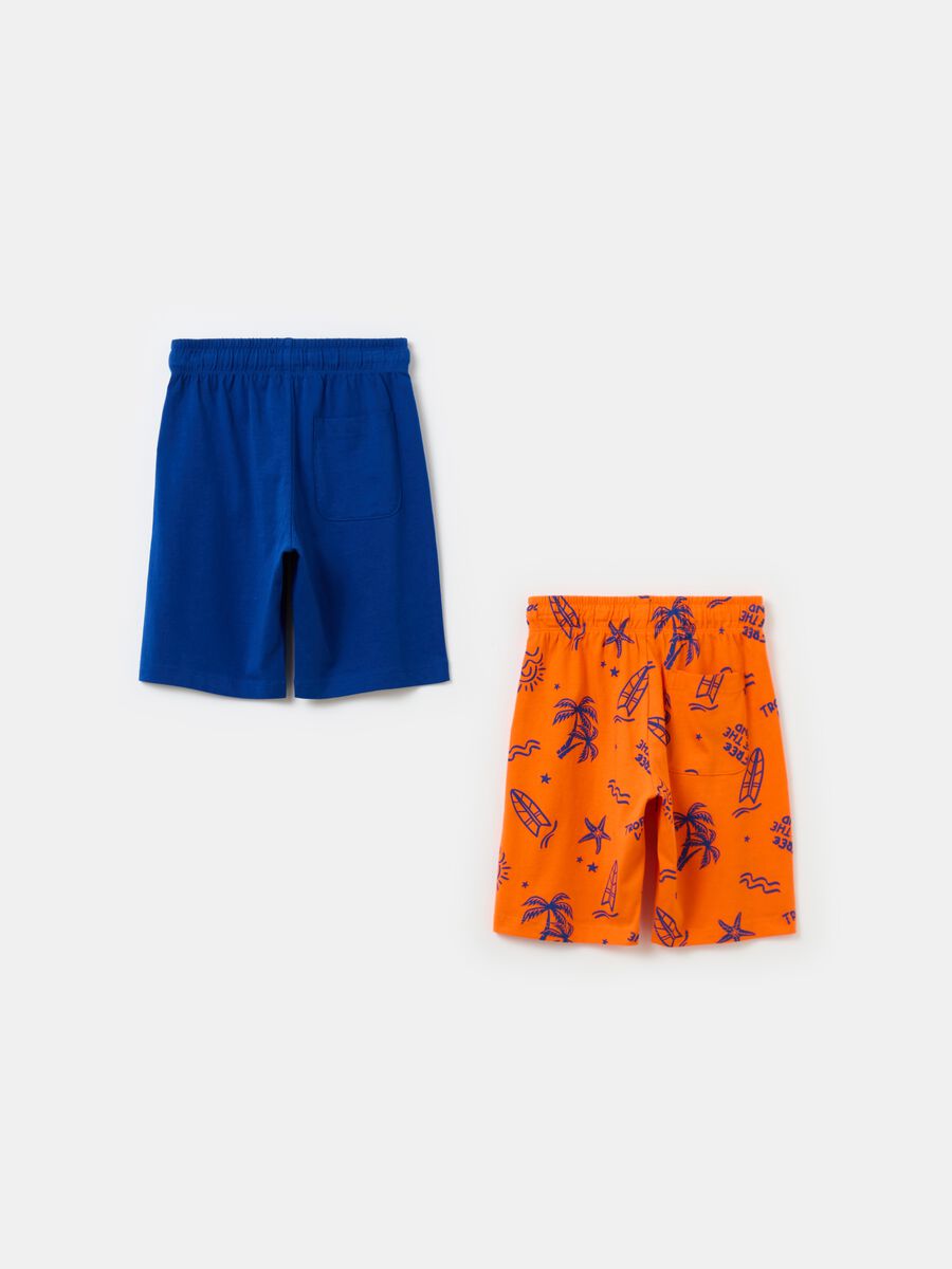 Two-pack Bermuda shorts with drawstring and print_1