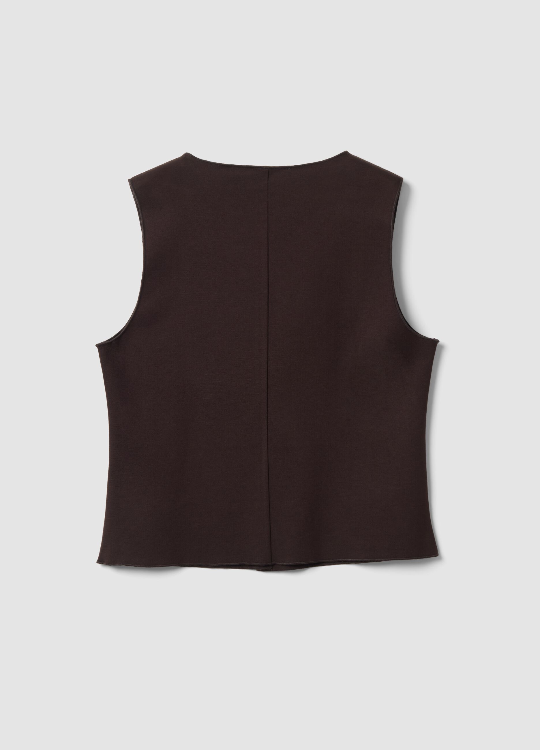 Gilet marrone in punto Milano di viscosa elasticizzata regular fit