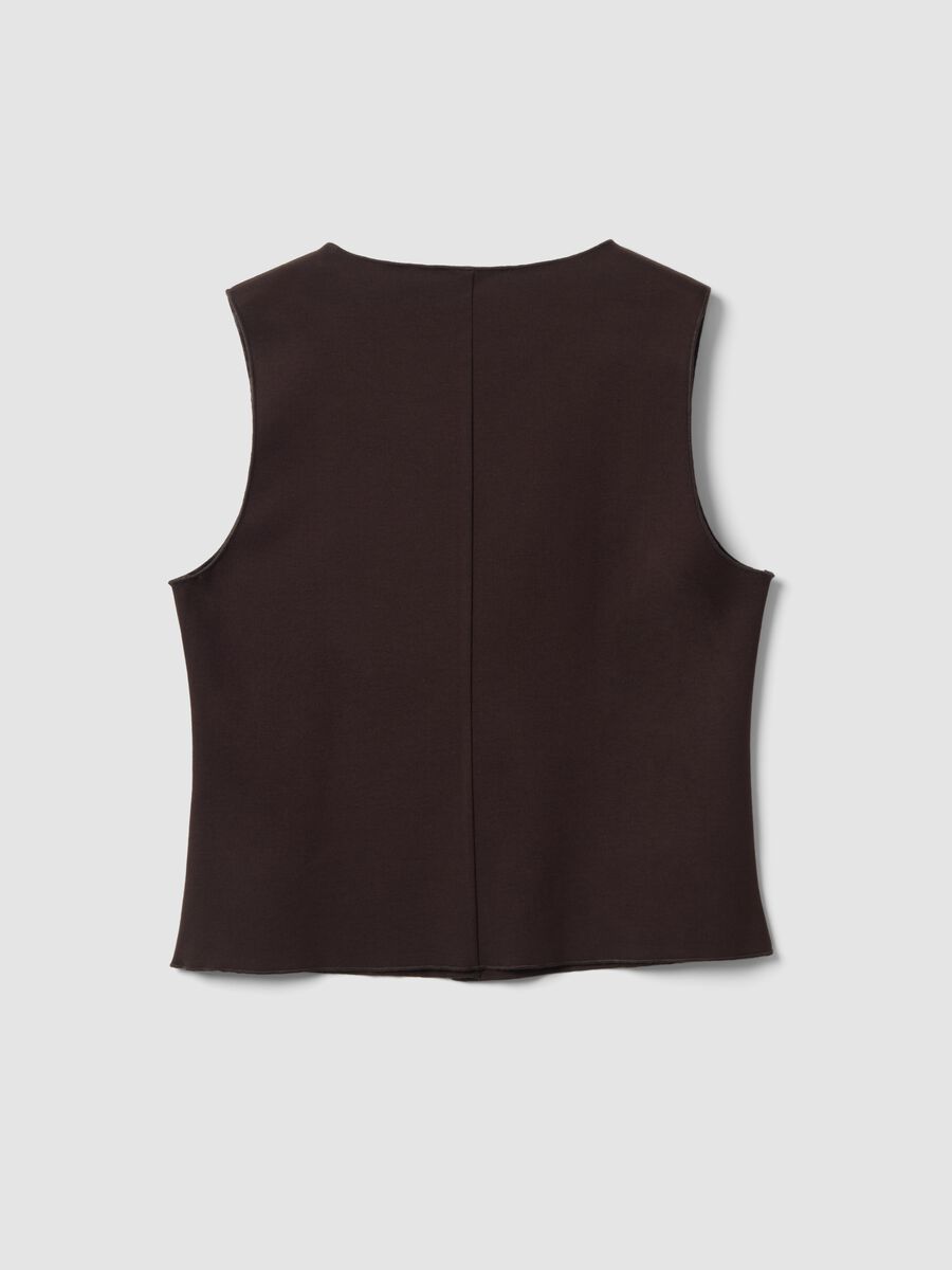 Gilet marrone in punto Milano di viscosa elasticizzata regular fit_6