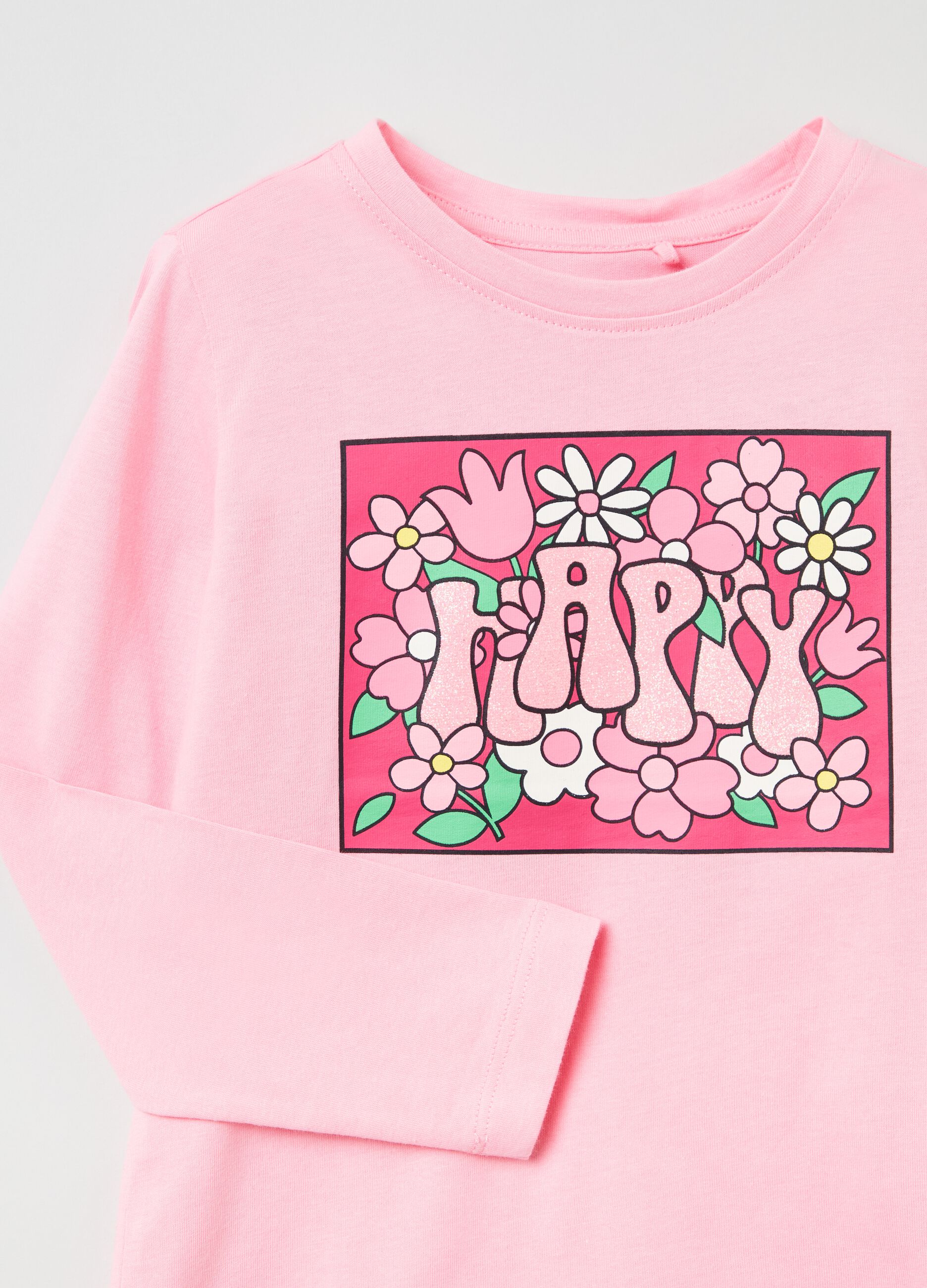 Long-sleeved T-shirt with flower print