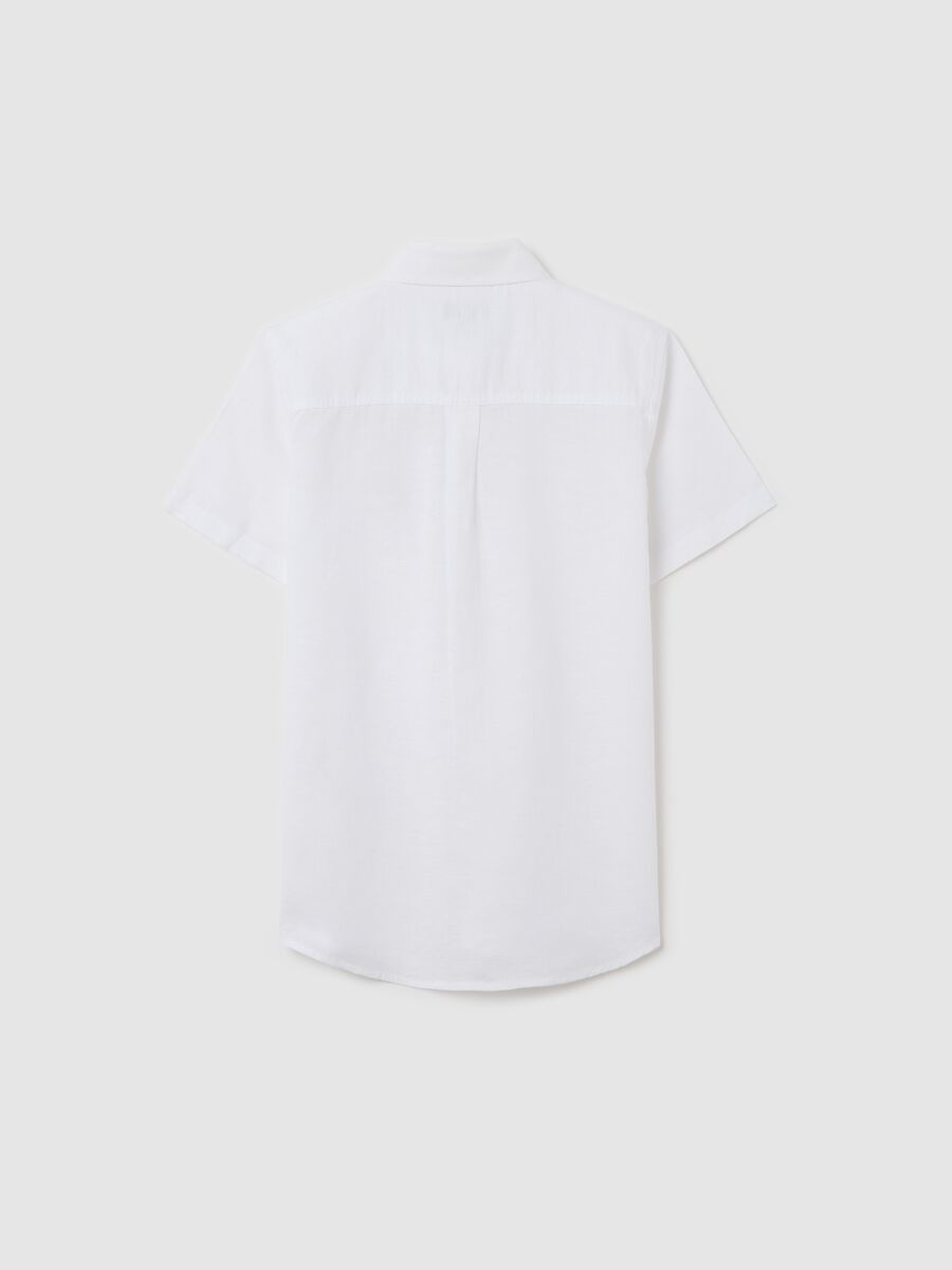 Camicia da ragazzo in lino e cotone bianca regular fit_4