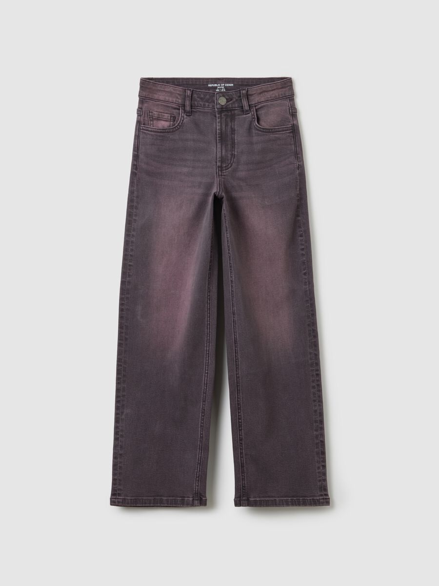 Jeans skater da ragazza in cotone elasticizzato viola_0