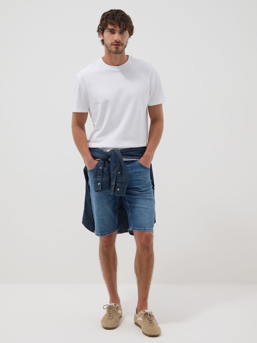 T-shirt bianca in puro cotone mercerizzato slim fit_2