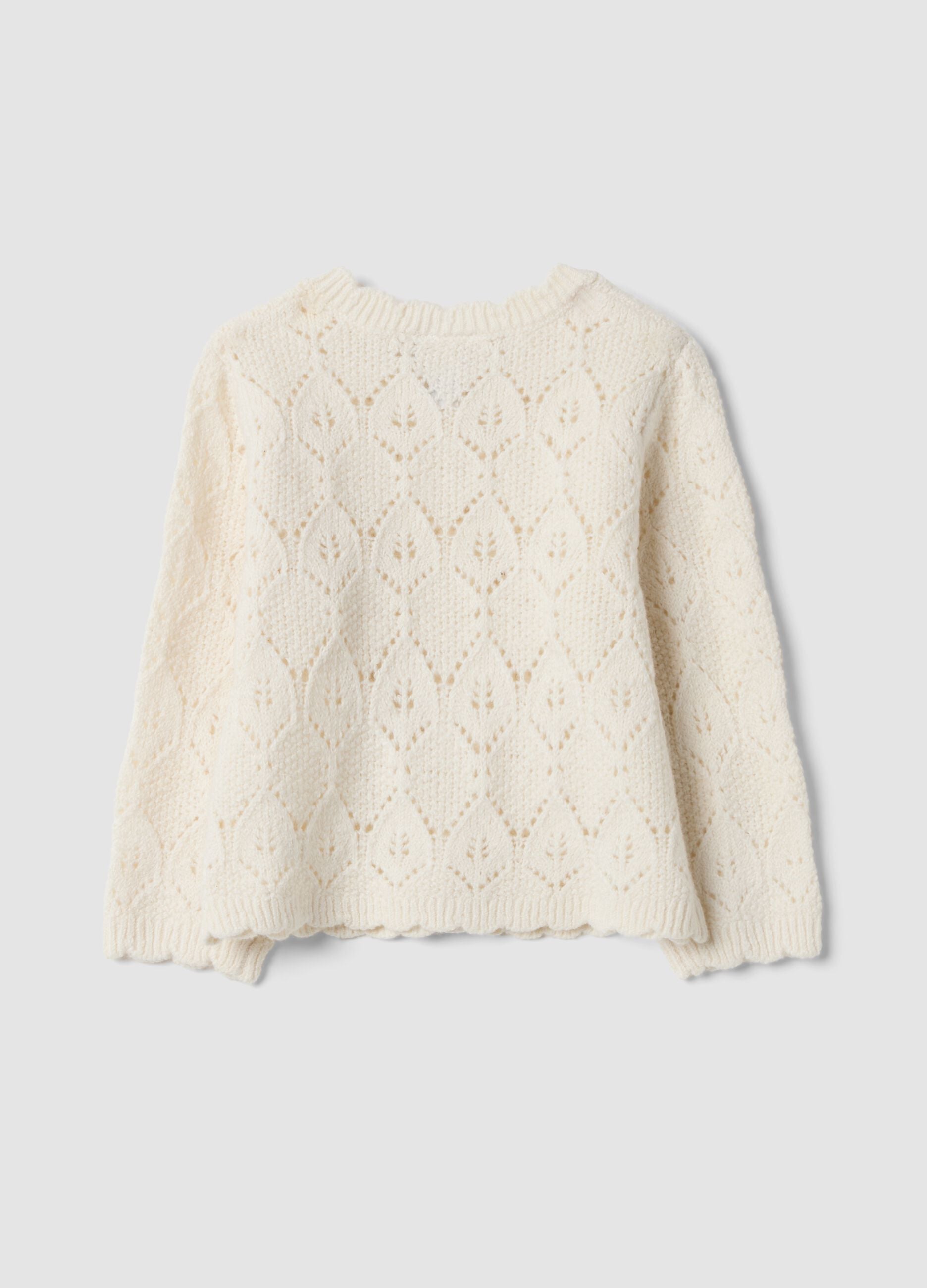 White regular-fit knitted cardigan in stretch organic cotton