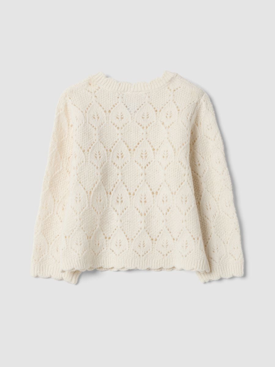 Cardigan bianco a maglia in cotone organico elasticizzato regular fit_1