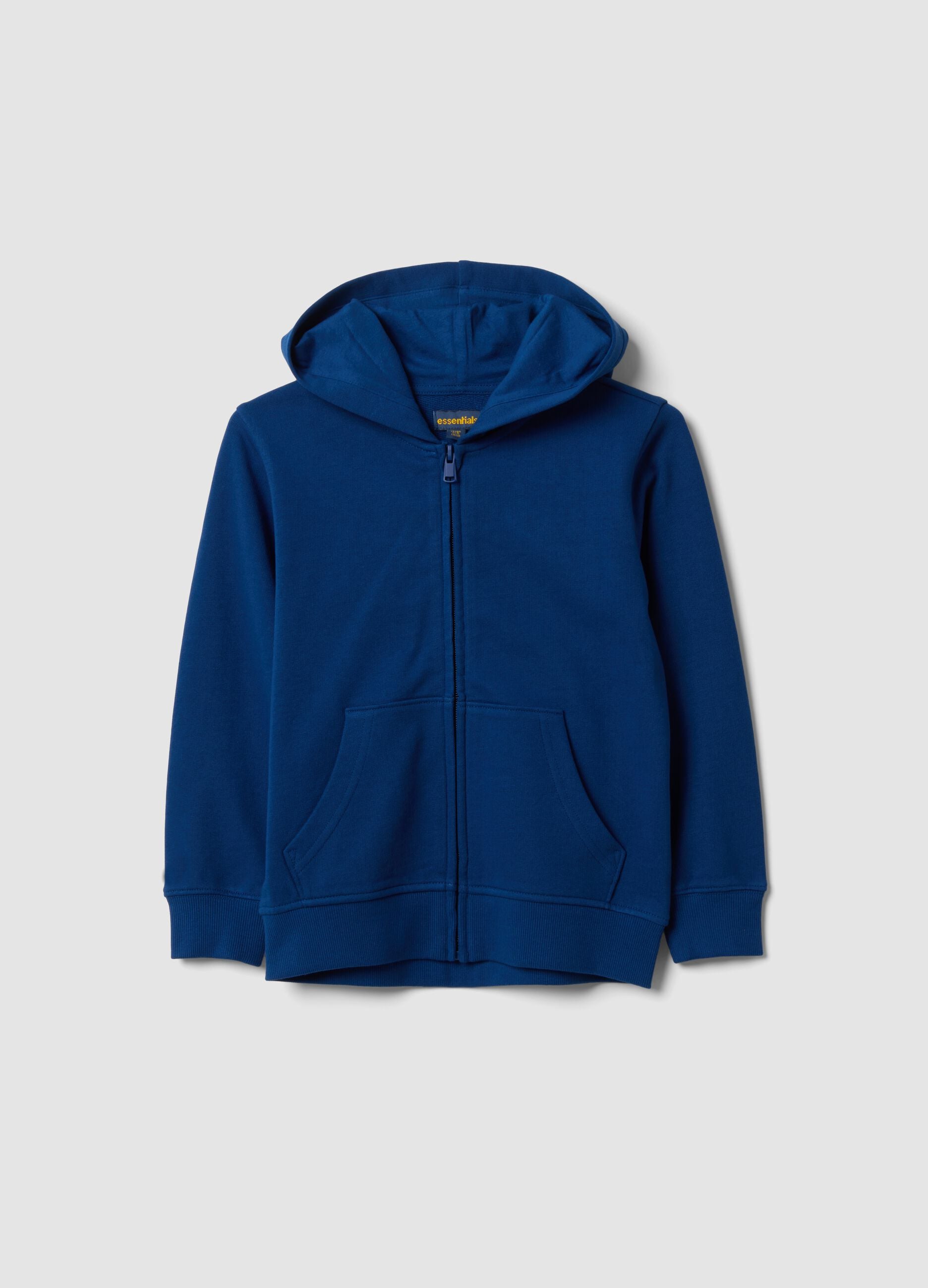 Blue hooded sweatshirt in pure organic cotton for boys, regular fit