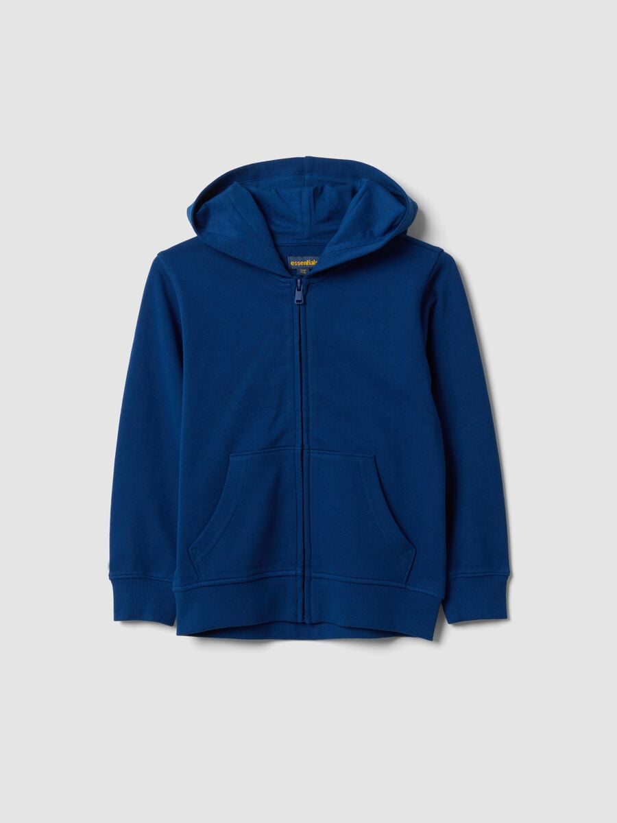 Felpa blu con cappuccio in puro cotone organico per bambino regular fit_0