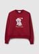 Red cotton blend regular fit sweatshirt with Christmas print_4