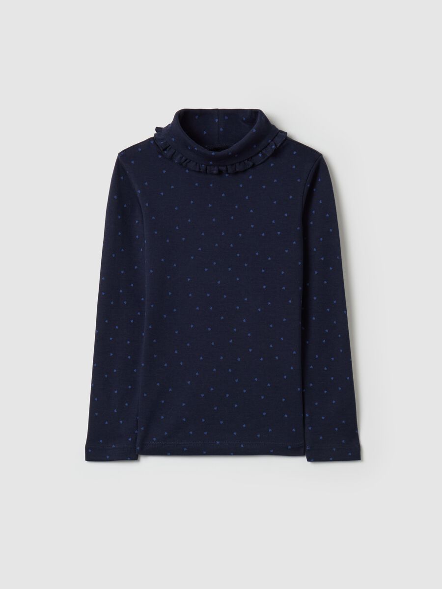 T-shirt with high neck and all-over print_0