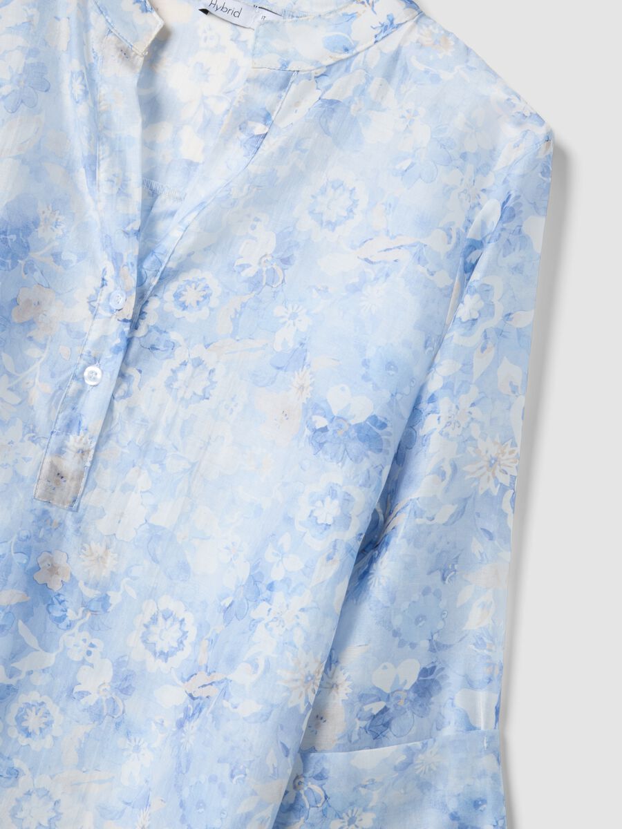 Blue floral lyocell-blend blouse_1