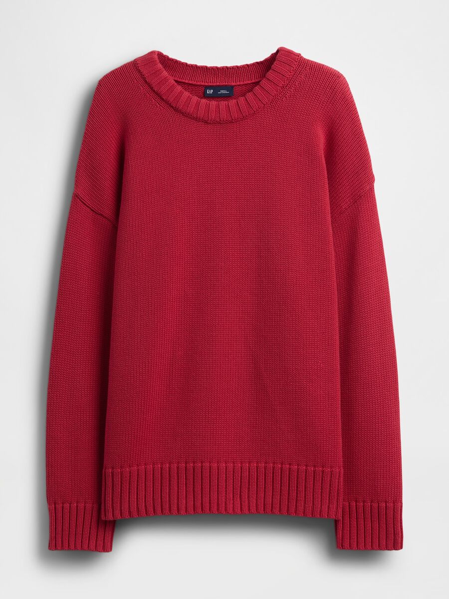 Regular fit red pure cotton crew neck jumper_4