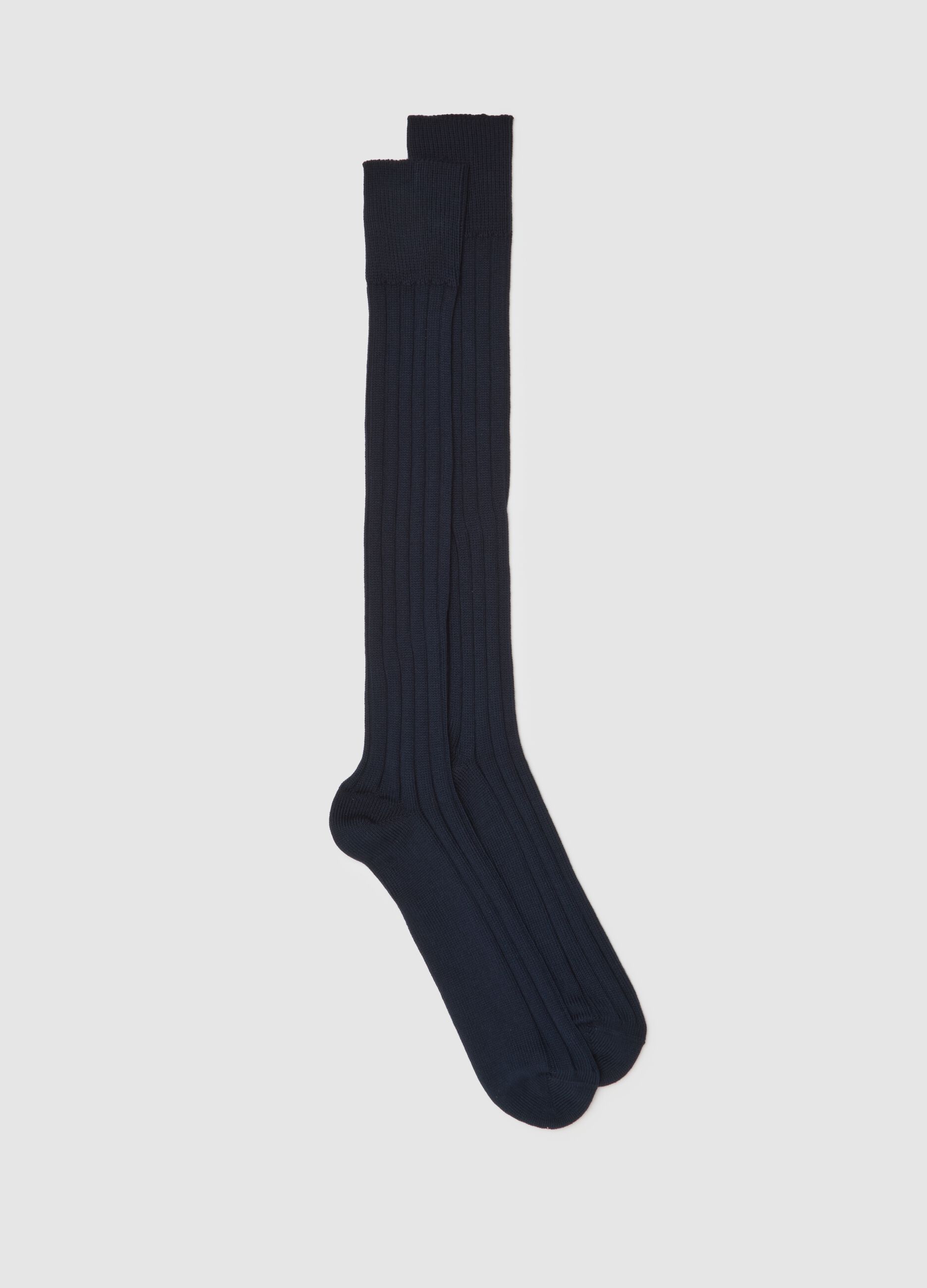 Long Socks in Pure Blue Cotton
