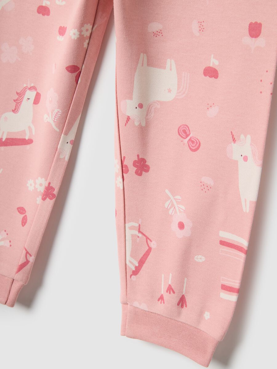 Baby girl's long pink pyjamas in pure cotton with unicorns, regular fit_3