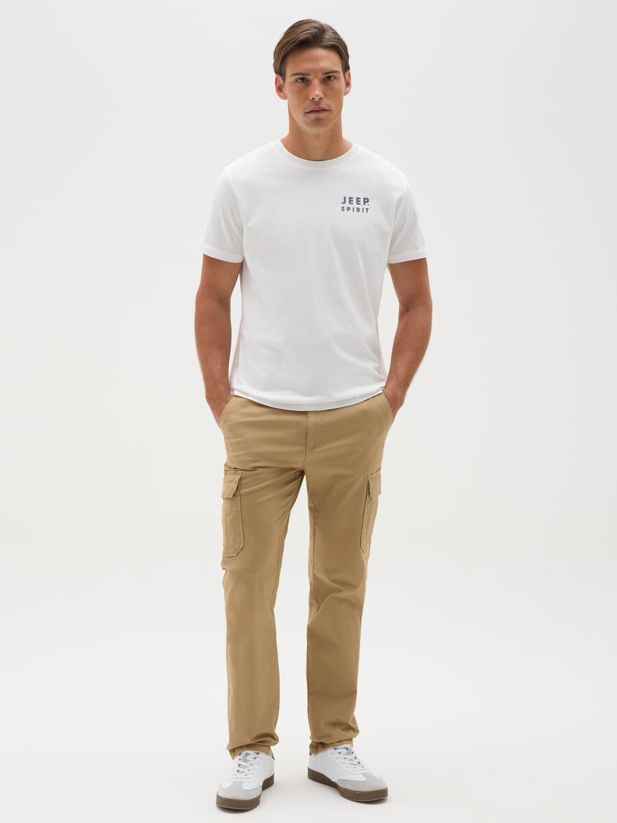 Men's white regular fit pure cotton t-shirt with print_1