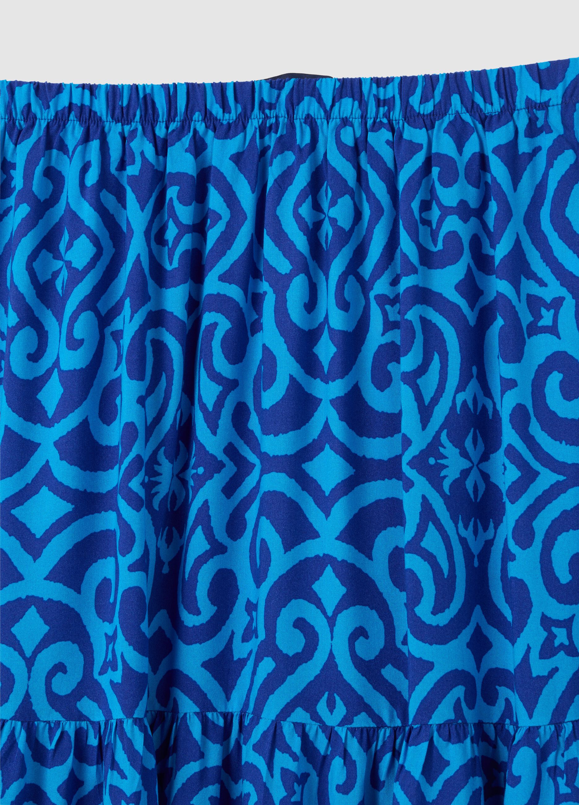 Women's long multicolour skirt in pure viscose, regular fit