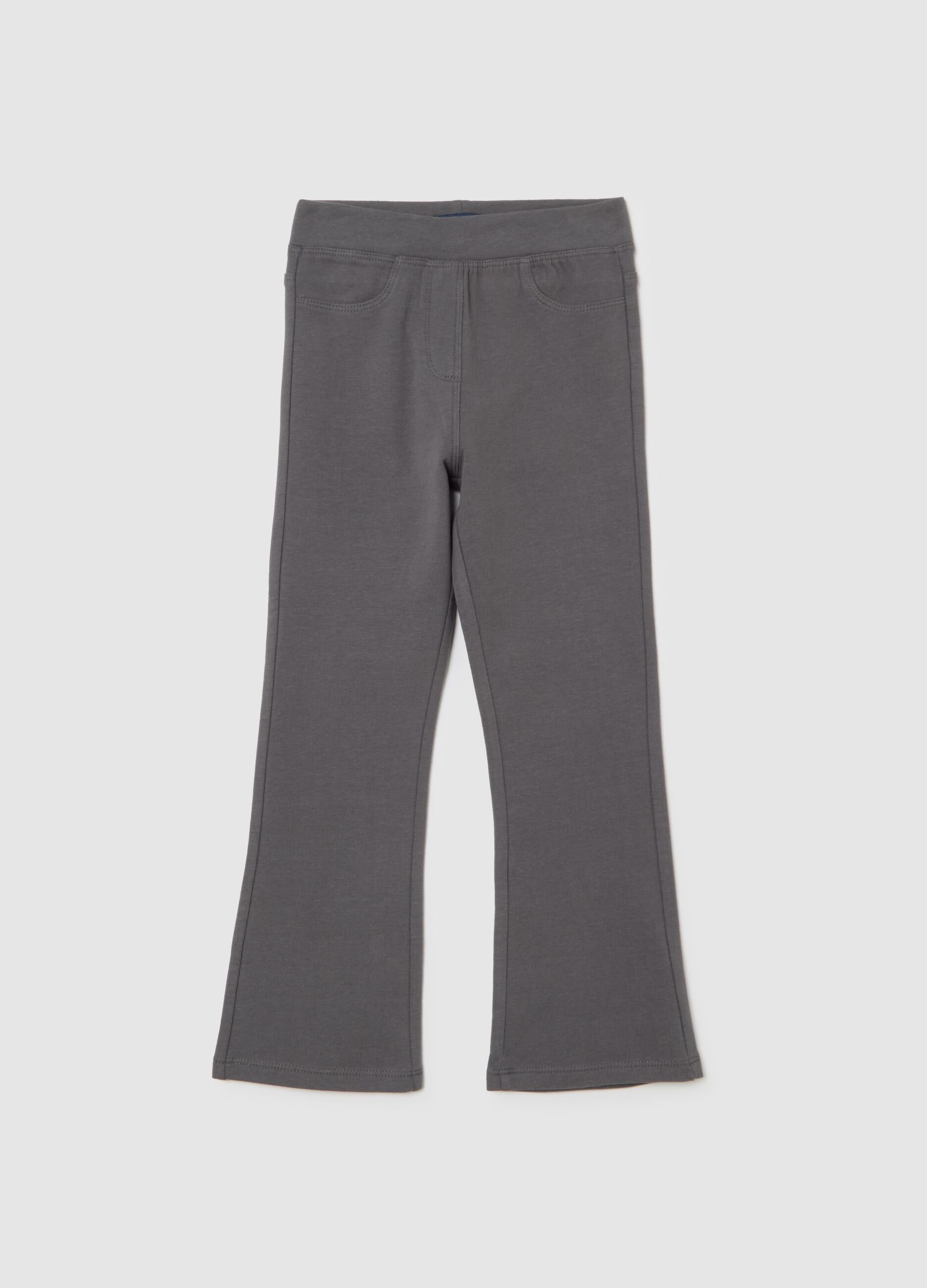 Girl's grey flare treggings in stretch cotton