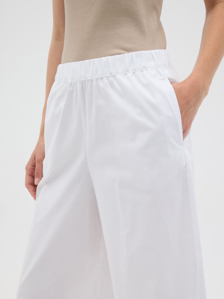 Women's White Regular Fit Culotte Trousers_2
