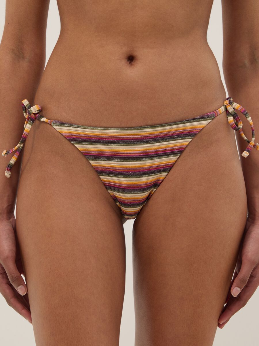 Multicolour striped stretch bikini bottoms_1