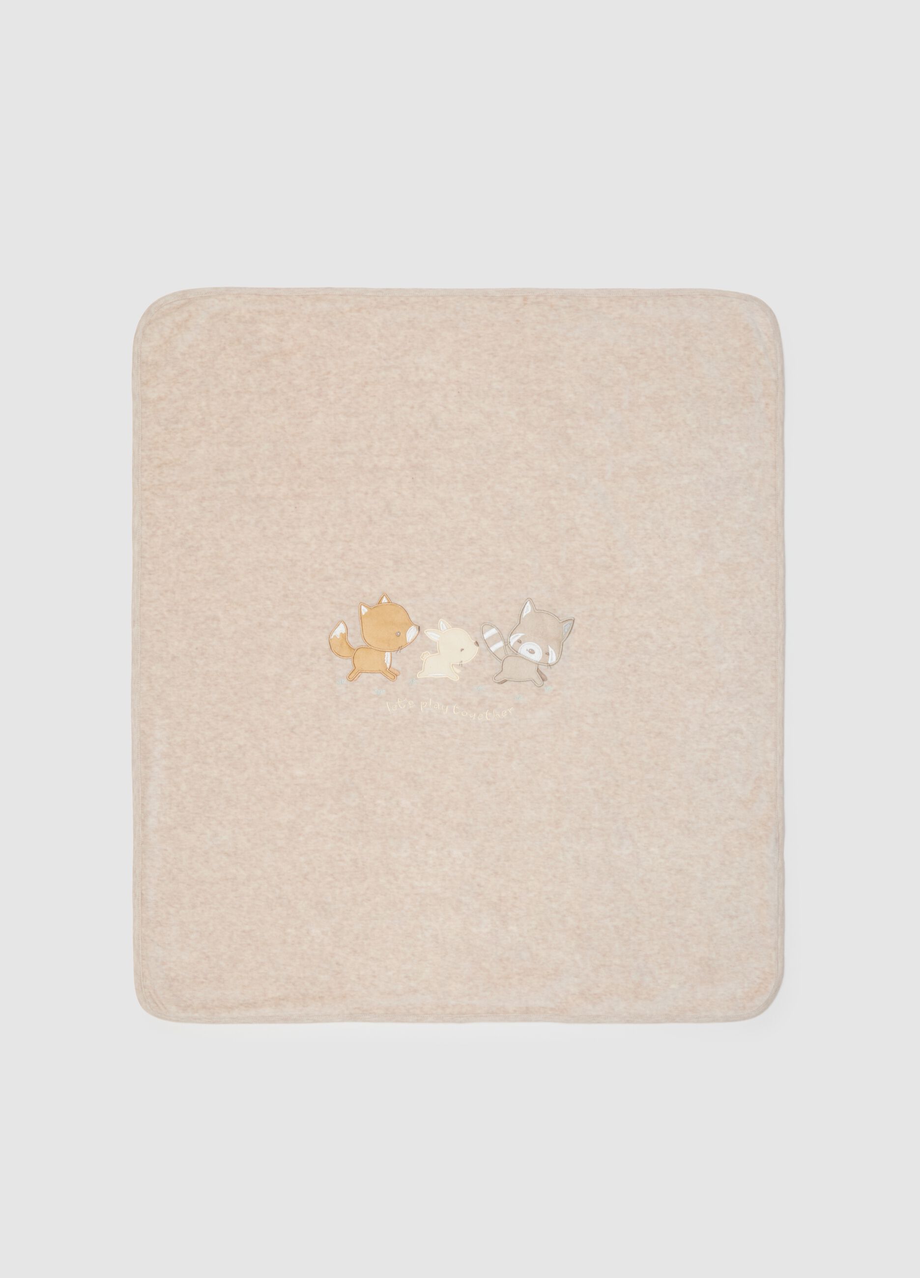 Beige Cotton Blend Baby Blanket