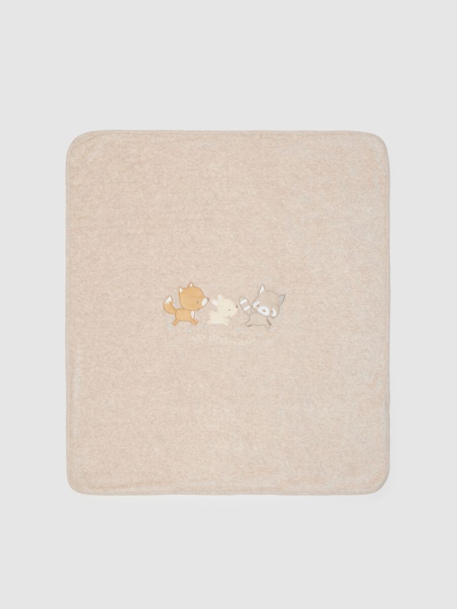 Beige Cotton Blend Baby Blanket_0