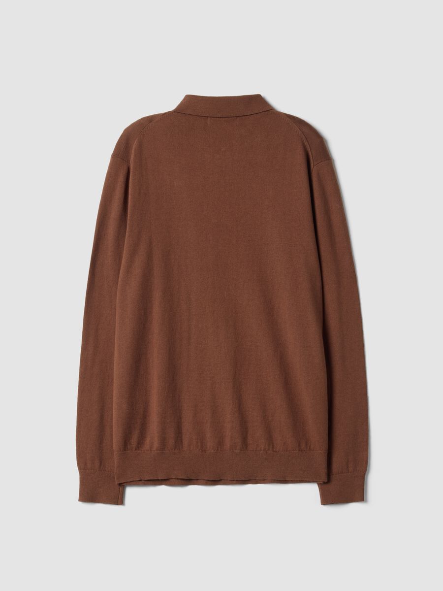Polo marrone in misto cotone e cashmere a maniche lunghe regular fit_2