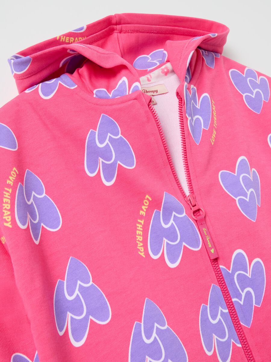 Full-zip con cappuccio e stampa cuori_2