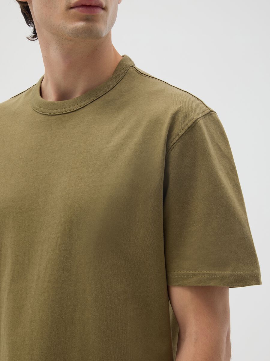 Brown pure cotton regular fit T-shirt_3
