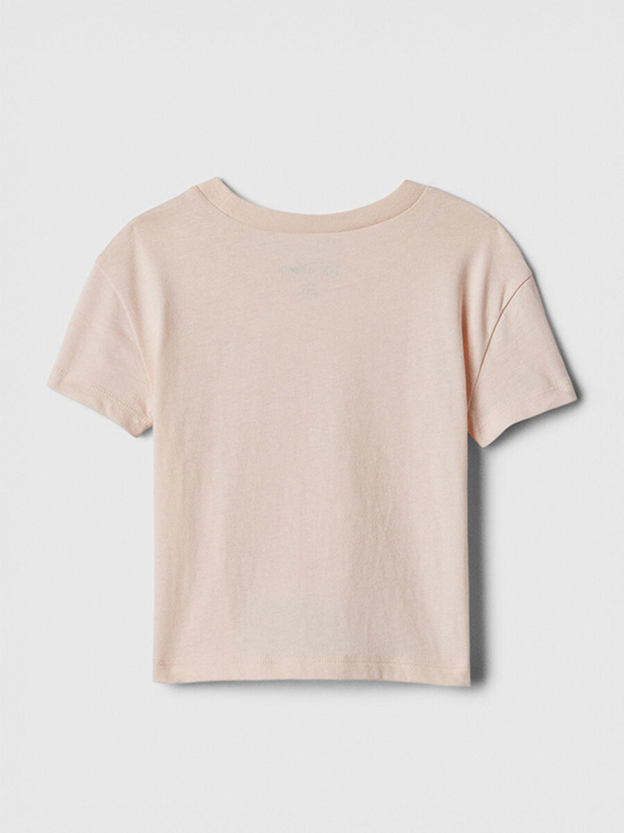 Peach-coloured T-shirt with rabbit print_1
