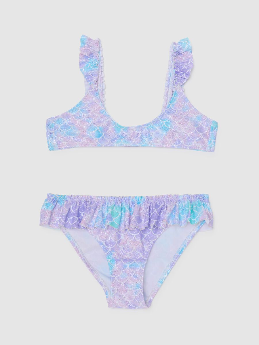 Multicoloured Girls' Bikini with Ruffles_0