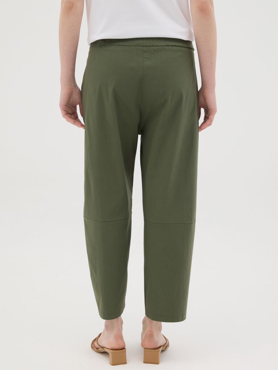 Women's Green Stretch Fabric Trousers Regular Fit_2