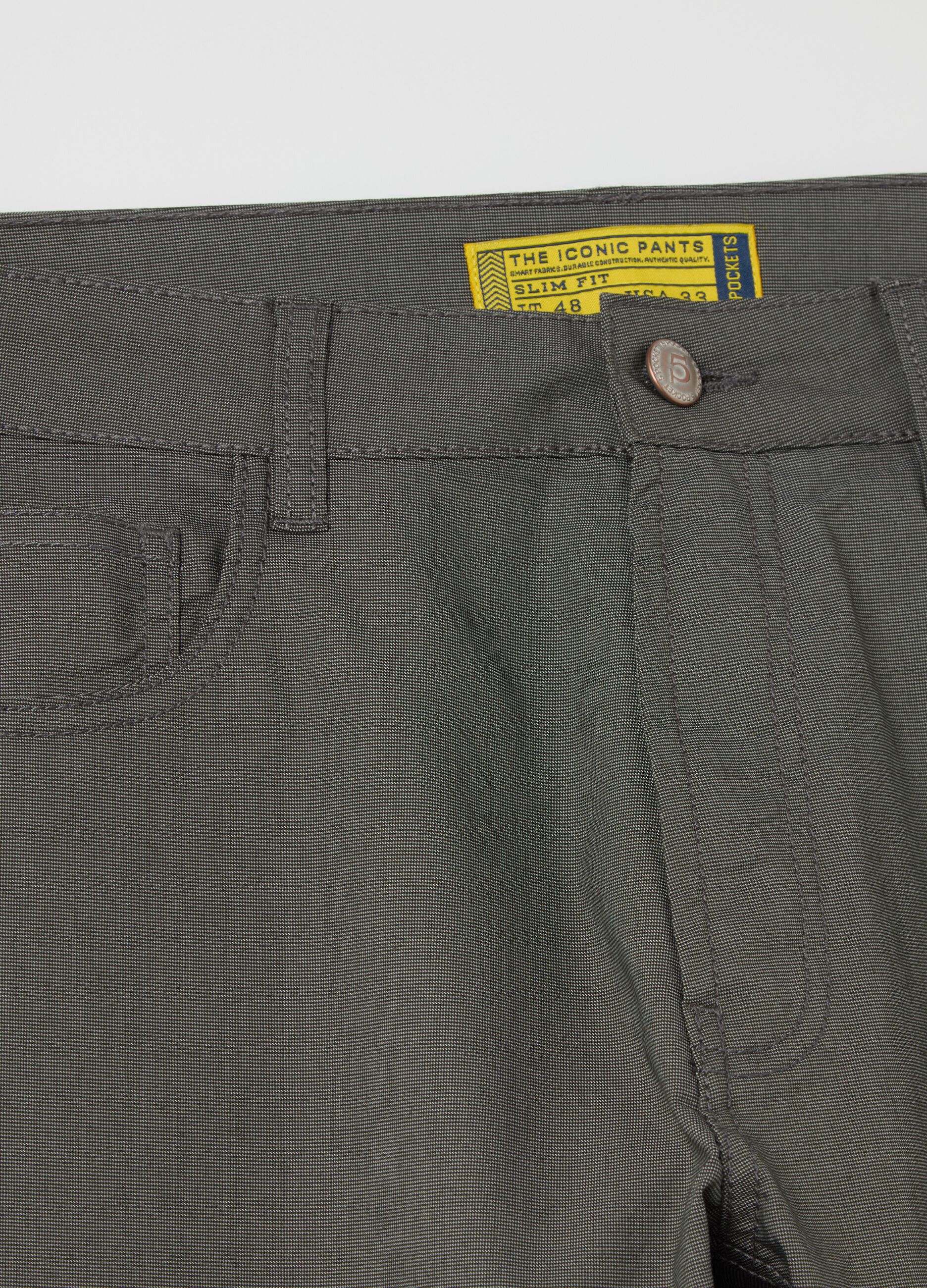 Stretch slim-fit trousers with five pockets