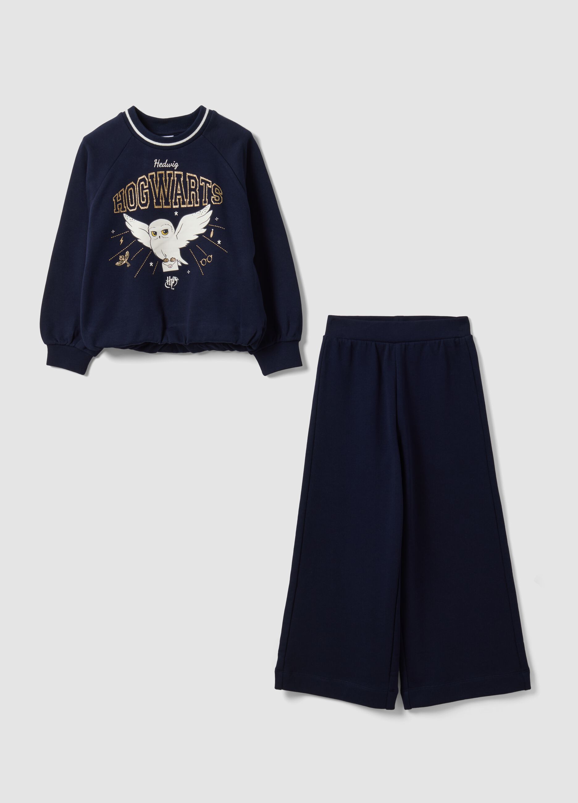 Girls&rsquo; blue pure cotton Harry Potter printed tracksuit