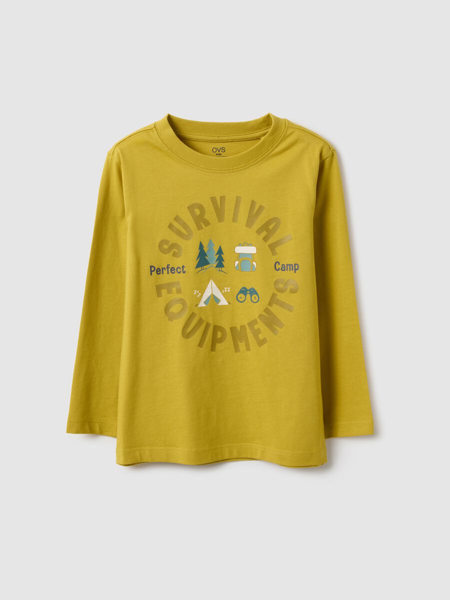 Yellow pure cotton children's T-shirt regular fit with print_0