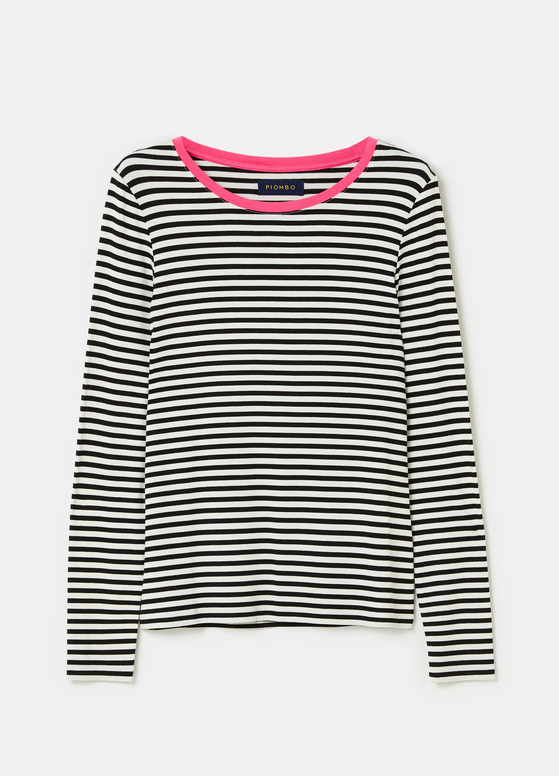 T-shirt a righe con profilo a contrasto