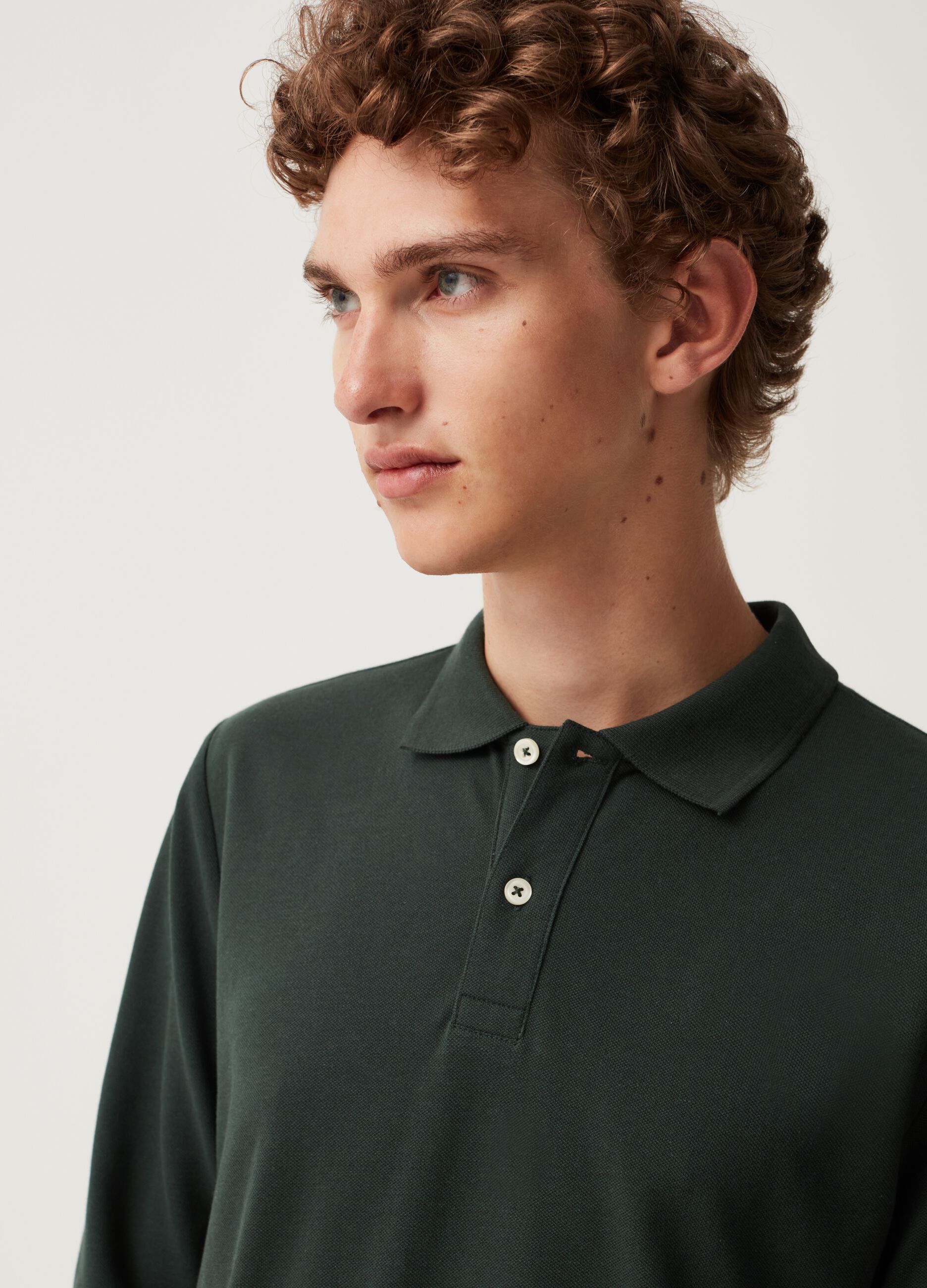 Polo in cotone piquet maniche lunghe_1