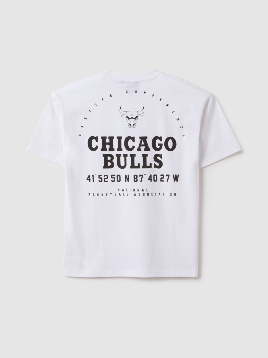 Kids' white pure cotton oversized fit t-shirt with Chicago Bulls logo_4