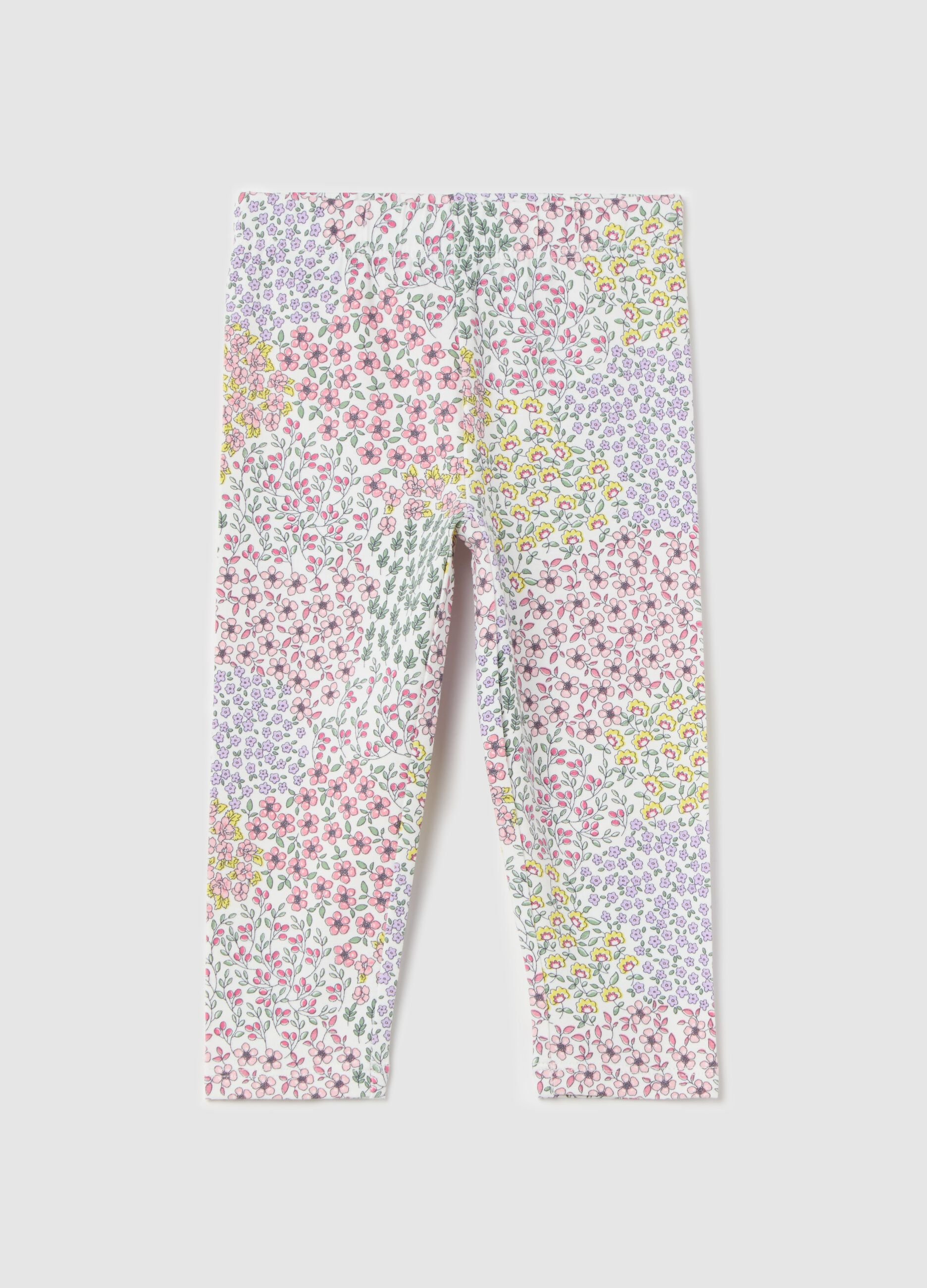 Legging floreali in cotone stretch