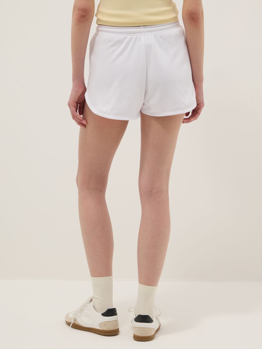 Shorts in misto cotone bianco regular fit con coulisse_2