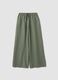 Green pure linen trousers with drawstring_0