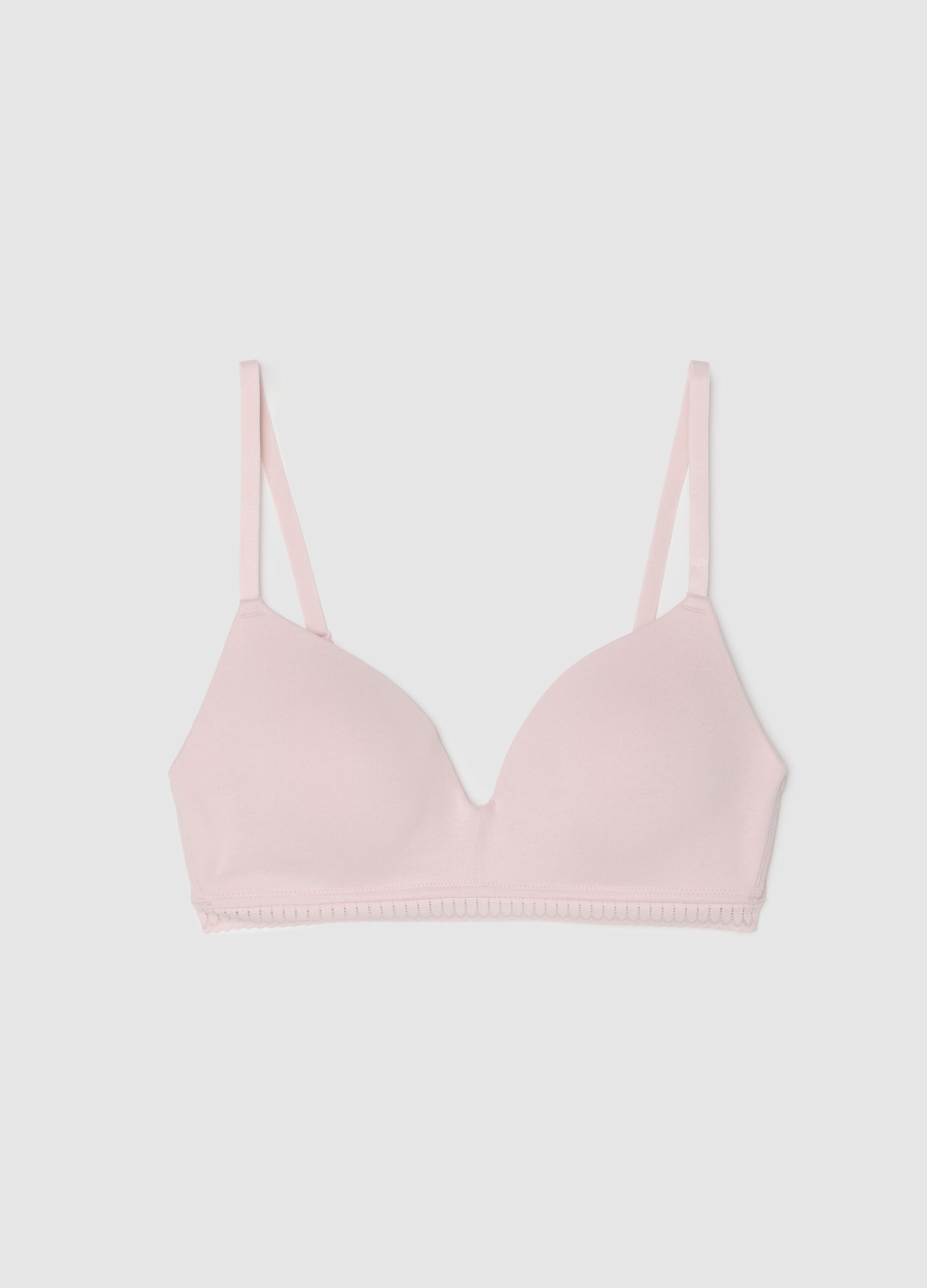 Pink Triangle Bra in Stretch Cotton with Padding