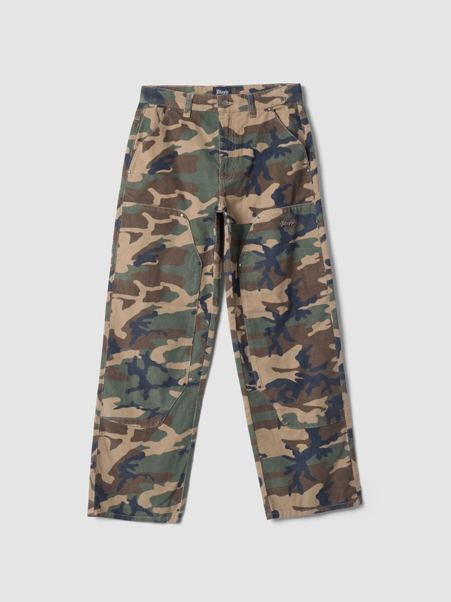 Corduroy Carpenter Pants Washed Camo_0