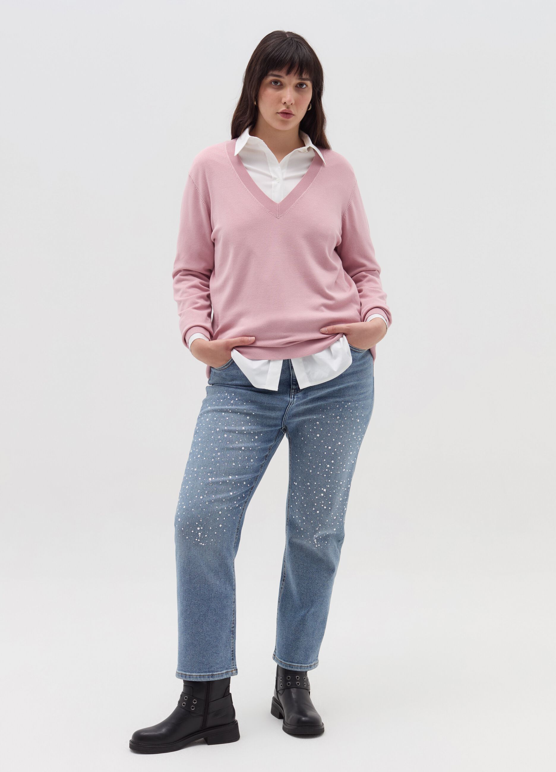 Pullover over con scollo a V Curvy MYA da Donna OVS