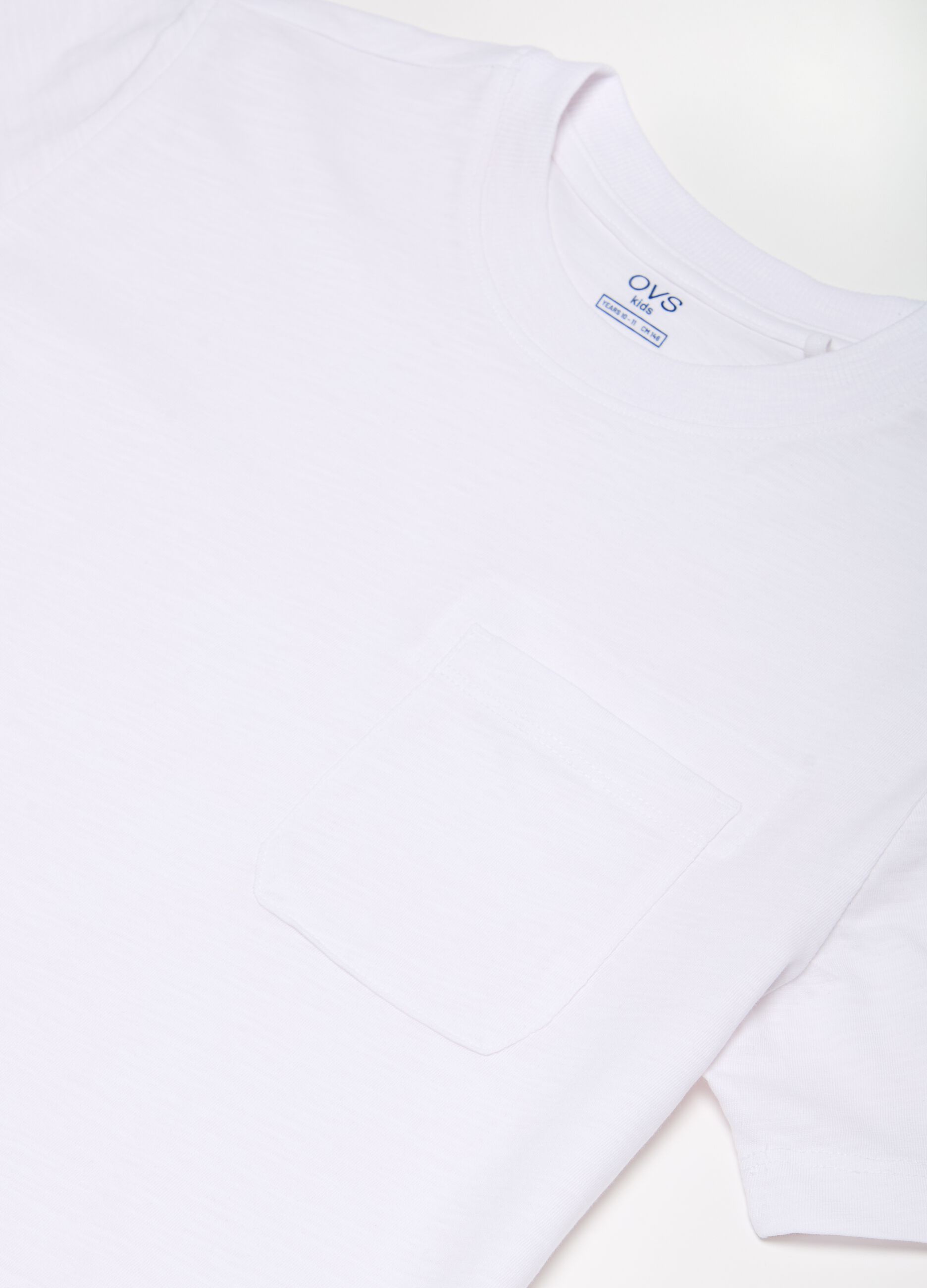 Slub cotton T-shirt with pocket