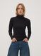 Black stretch viscose top with raised neckline, regular fit_0