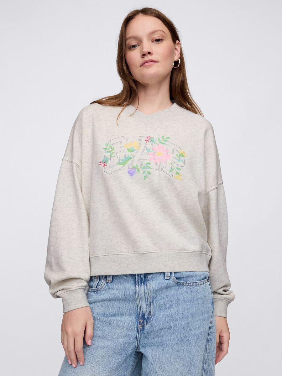 Sweatshirt with floral embroidery_0