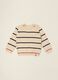 Beige striped cotton-blend baby jumper_0