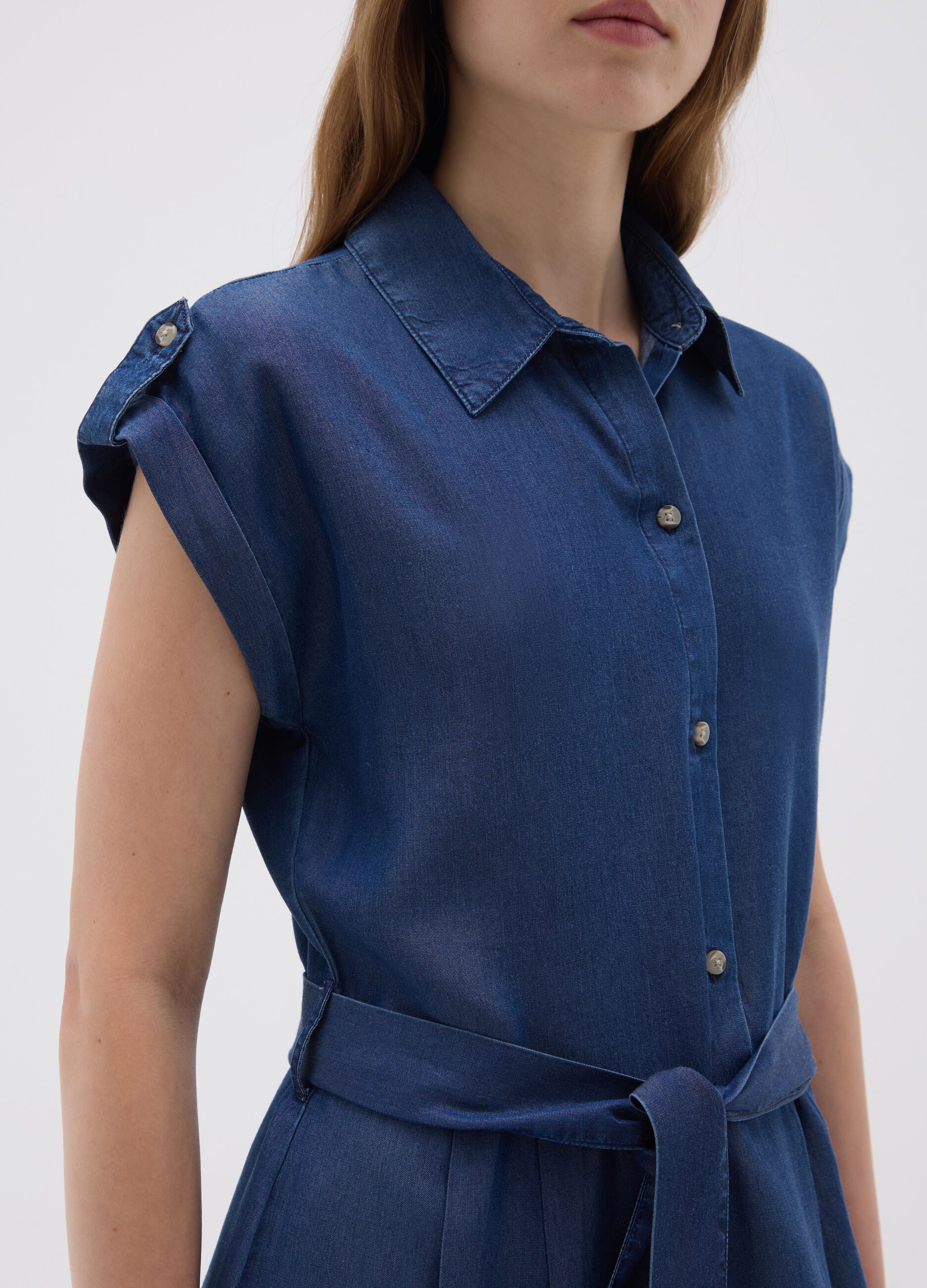 Abito chemisier da donna in lyocell blu